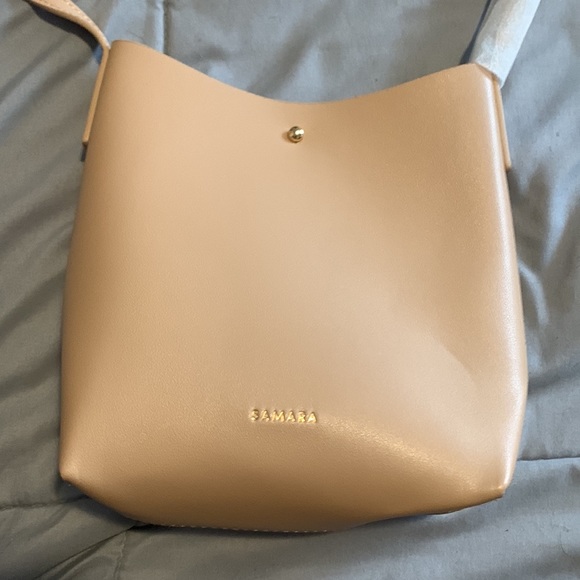 Samara 100% Vegan Leather Beige /Blush Crossbody Purse - Picture 2 of 4